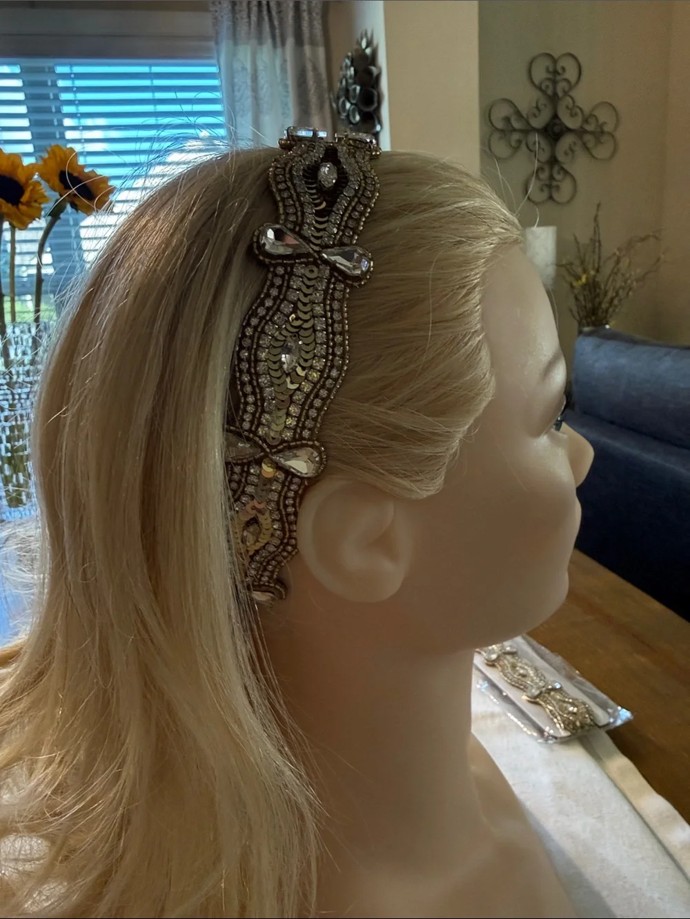 Gold Beaded Crystal Embellished Headband
